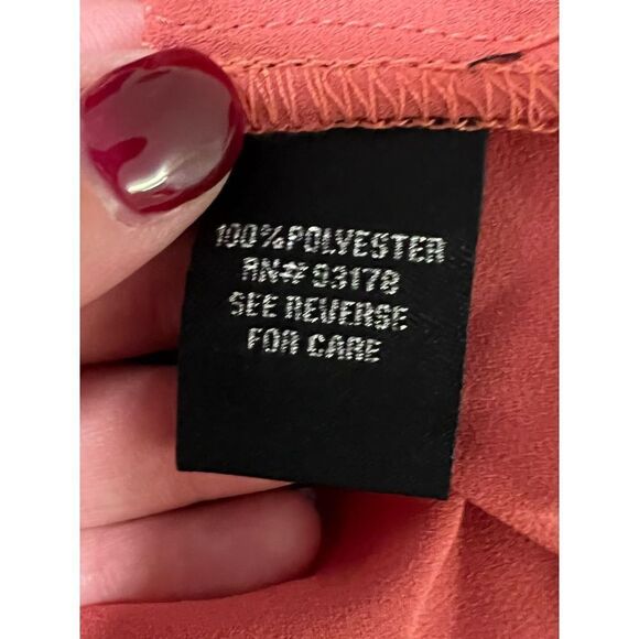 Catherine Malandrino Blouse Sheer Pleated Sleeve Blouse In Peach - Picture 5 of 6